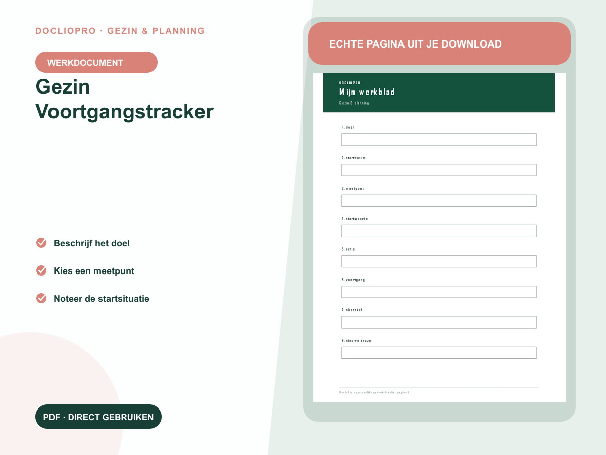 Inhoudsvoorbeeld 1 van Gezin Voortgangstracker
