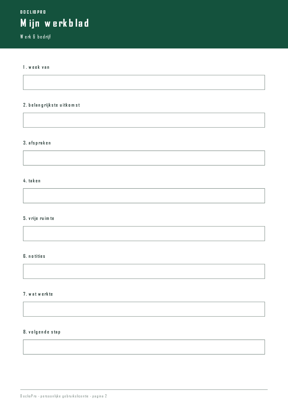 Inhoudsvoorbeeld 2 van Werk Weekplanner