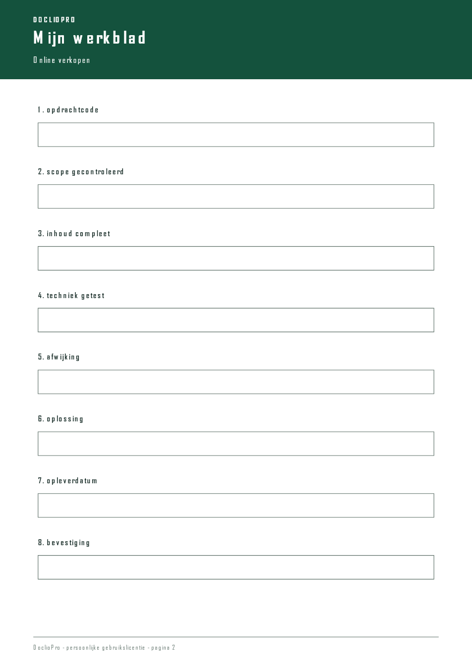 Inhoudsvoorbeeld 2 van Webshop Kwaliteits- & Oplevercheck
